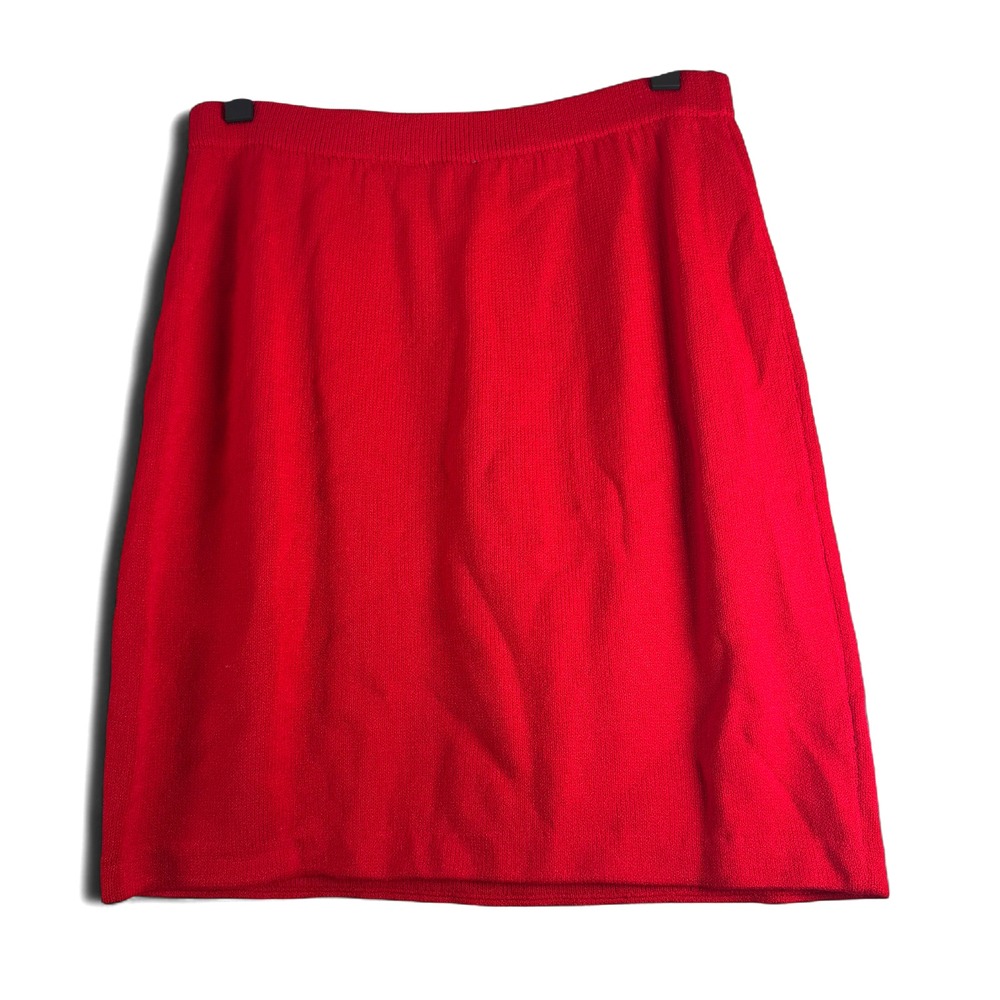 New St John Collection Womens Red Santana Knit Skirt Sz 12 - Picture 2 of 4
